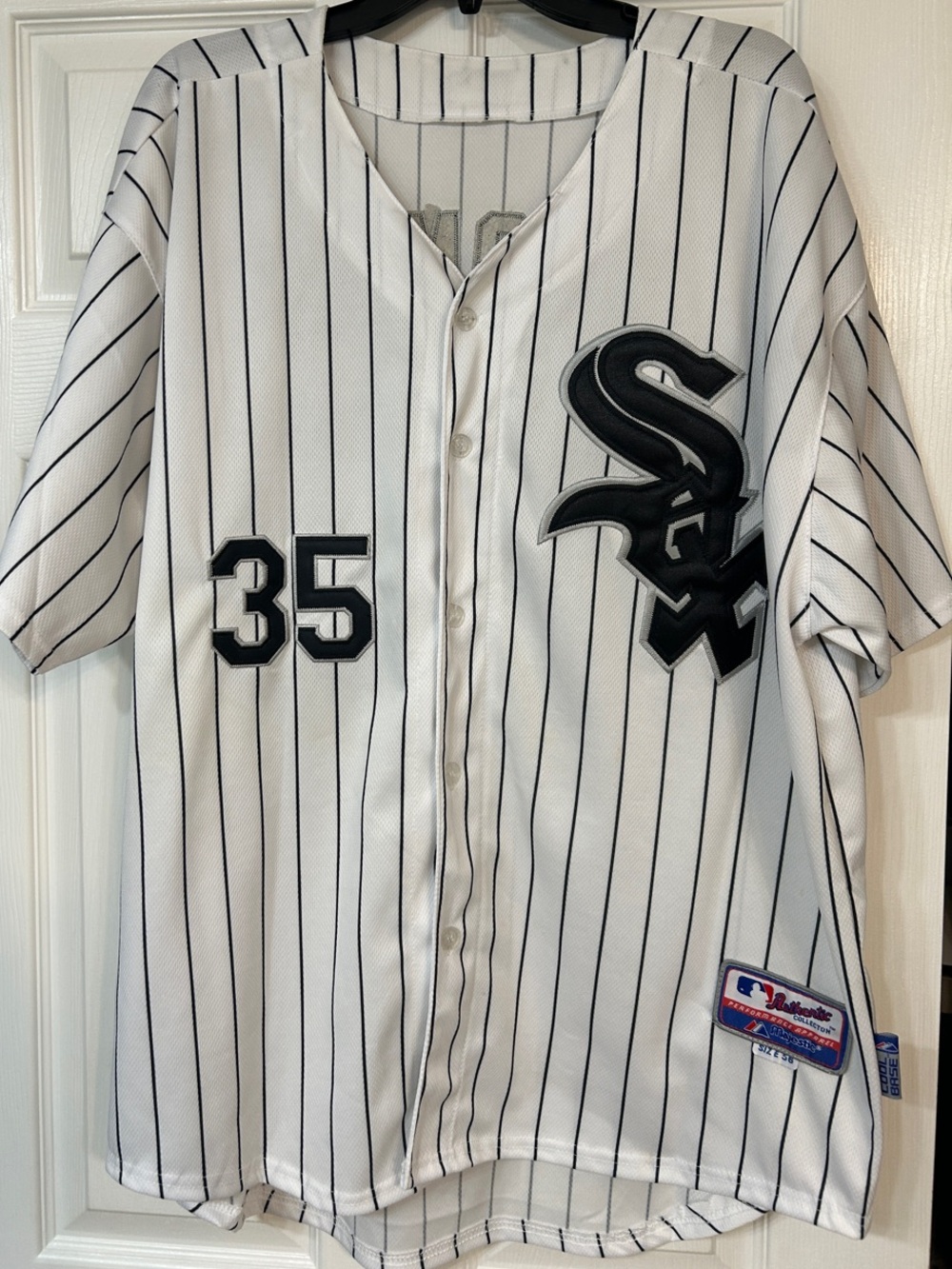 Majestic White Pinstripe Chicago White Sox Jersey with Black Accents